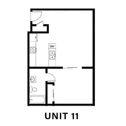 Floor plan for 1 bed, 1 bath, 620 sqft